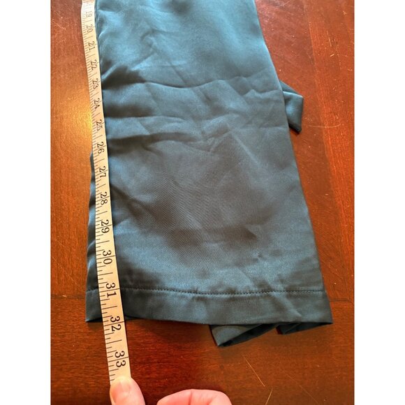 Lulus Luxe Vision Satin Halter Wide-Leg Jumpsuit Dark Teal Women’s Medium NWT - Picture 11 of 12